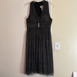 Jessica Howard Black sparkling Metallic Halter Top Spring Cocktail Dress